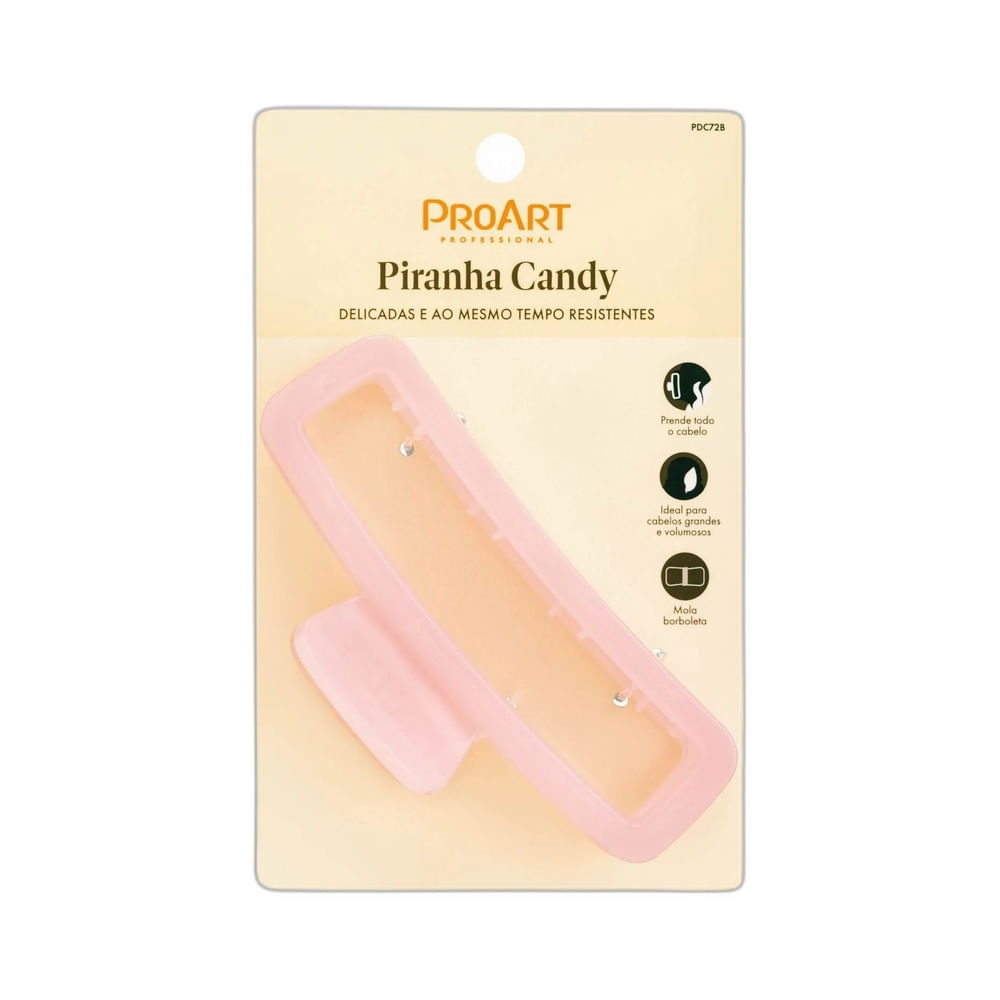 Embalagem da Piranha Proart Candy Rosa com piranha rosa translúcida destacando atributos de delicadeza e resistência